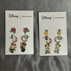 NWT! Baublebar X Disney Mickey Mouse Pineapple Earrings Sparkle Tropical